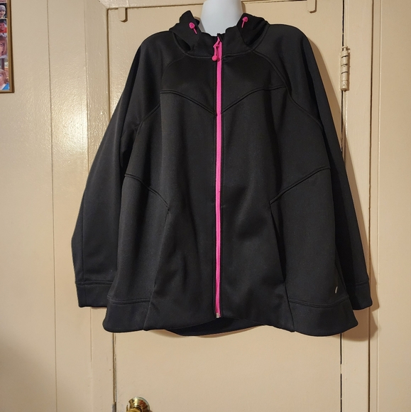 Livi Active Jackets & Blazers - Lane Bryant Livi Active Women's Black Hooded Jacket with Pink Accents Size 22/24